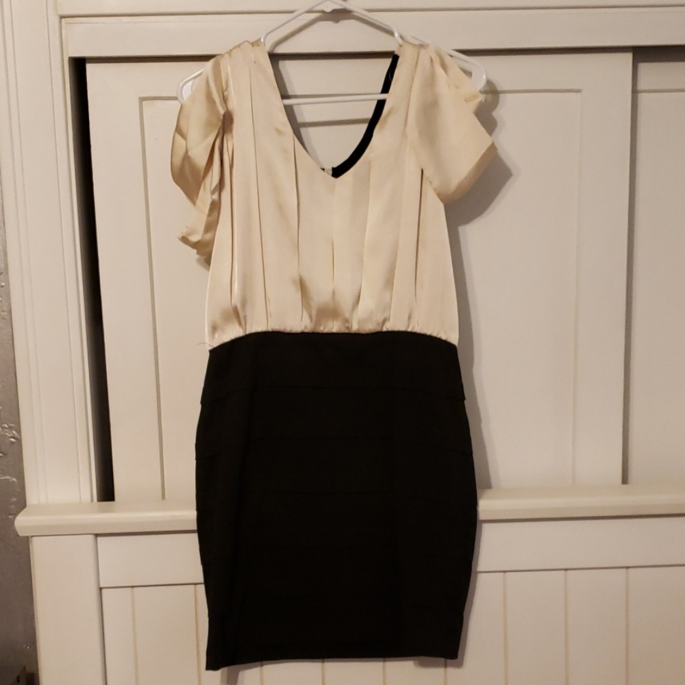 Cream/black bodycon dress